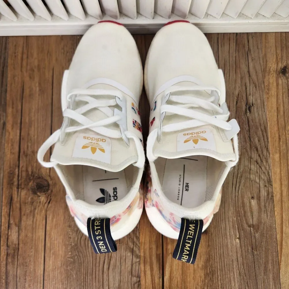 Adidas Her Studio London x NMD_R1 Floral Womens Sz 8 White Trainers Shoes FY3666